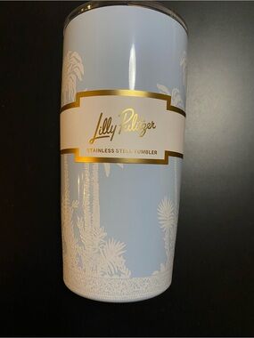 Lilly Pulitzer Light Blue and White Stainless Steel Tumbler